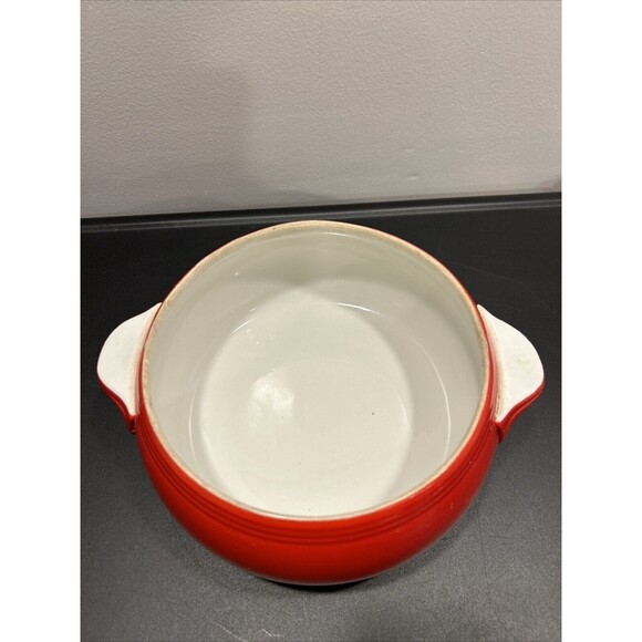 HALL’S Superior Quality Kitchenware USA Double Handle Casserole Dish Red 2QT Vtg - Picture 2 of 6